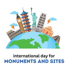 International Day For Monuments and Sites. April 18. Template for background, banner, card, poster.
