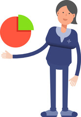 Doctor Character Holding Pie Chart
