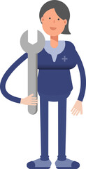 Doctor Character Holding Wrench
