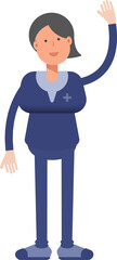 Obraz premium Doctor Character Raising Hand Illustration 