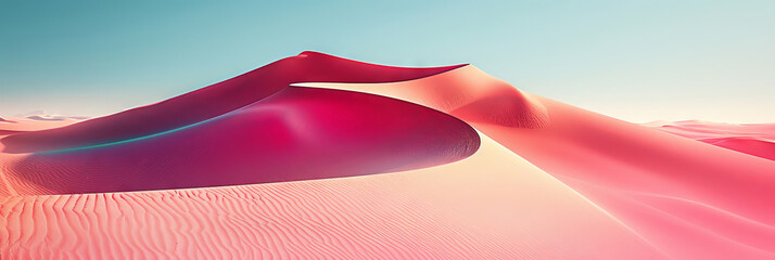 pink sand dunes in the desert on blue sky background, appropriate for travel magazines, blog headers, website backgrounds, or desert themed contras designs.banner