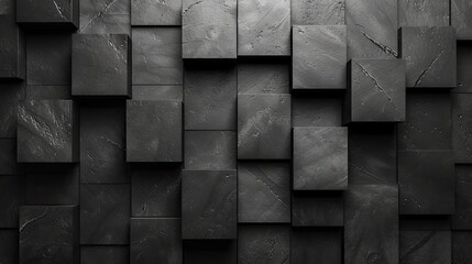 Abstract geometric black tiles, minimalist design. Generative AI