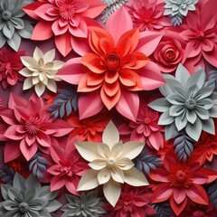 3d Origami paper flower background