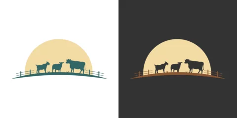 Fotobehang livestock sheep cow cattle logo vector illustration © svsetyo