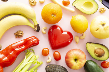 Promote hearth health with a balanced diet or nutrition concept