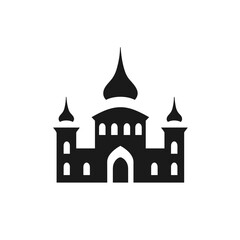 Castle outline icon. Castle icon line style design. Sand chateau line icon. Icons in glyph style. Vector illustration. Cathedral building vector icon.