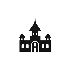 Cartoon castle logo, banner. Sand castles concept. Simple icon. Castle Vector Type G. Ornament aquarium fish glyph icon vector. Fort castle icon logo design vector template.