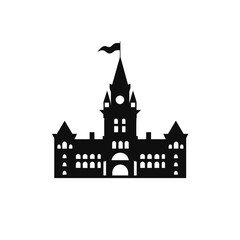Obraz premium School vector icon logo design. Merchant homes silhouette icon. Vector Illustration. Education illustration, sign for schoolhouse exterior. Element of education icon for mobile concept and web apps.