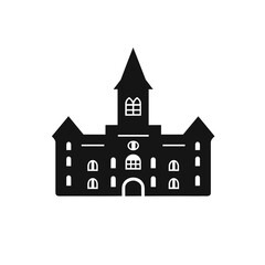 Obraz premium Hotel vector sign, symbol, illustration. EPS 10. University vector line new icon. Mansion house sign. School building isolated. Castle icon illustration isolated vector sign symbol.