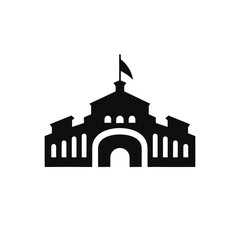 Line Style. City hall  vector sign, symbol, illustration. Parliament landmark icon. Residence icon line symbol. Massachusetts Solid Vector Illustration. Community building icon. Vector and glyph.