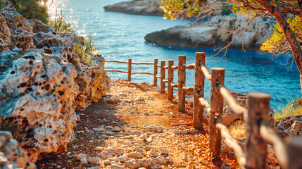 Wooden Pier Leading to a Turquoise Beach, Representing a Relaxing and Picturesque Vacation