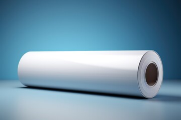 Blank Rolled Paper Banner Mockup on a Blue Background