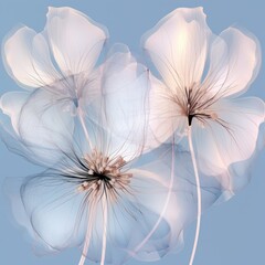 a flower created from transparent material on a pastel background