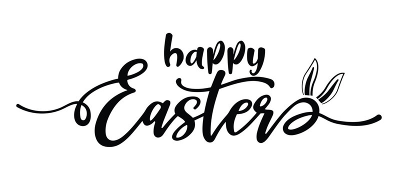 Happy Easter modern brush lettering isolated on white