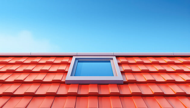 A red roof with a window on the top