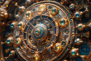 concept of time and clock ,The universe intertwined several timelines, a multiverse in creative style , a multiverse