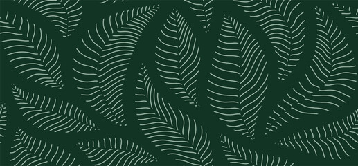 Leaf green leaves Linear Seamless Pattern.