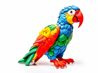 Fototapeta premium Plasticine colorful parrot isolate on white background