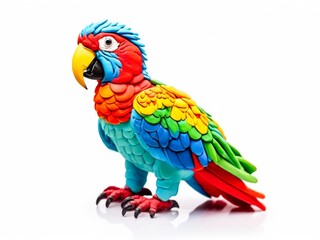 Plasticine colorful parrot isolate on white background