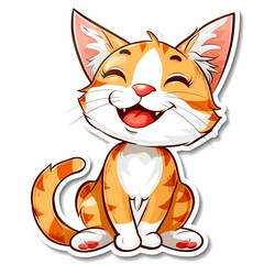 Happy Cartoon Cat - Sticker