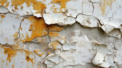 Cracked White Stucco Wall Background with Abstract Grunge Texture