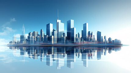 Panoramic night view of bustling city skyline and skyscrapers