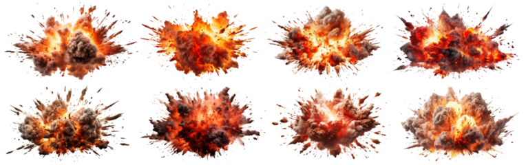 Set of explosions cut out