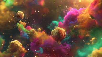 Fototapeta na wymiar Vibrant Color Burst in Space Nebula Texture for Abstract Backgrounds
