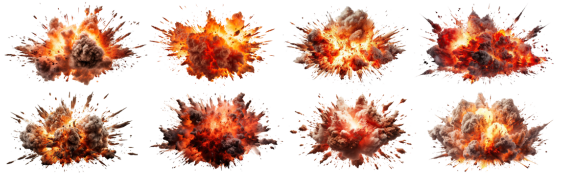 Set of explosions cut out