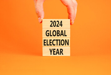 2024 global election year symbol. Concept words 2024 global election year on beautiful block....