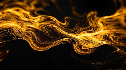 Elegant golden swirls fluidly contrasting against dark background 