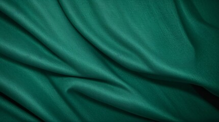 Elegantly draped emerald fabric with shadows casting soft undulating waves