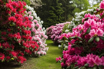 Fototapeta na wymiar Enchanting Rhododendron: A Captivating Spring Garden in Full Bloom