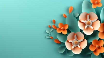 Aquamarine background with orange paper cut
