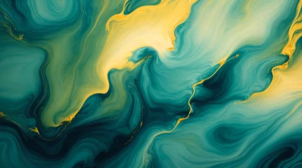 Photo sur Aluminium Cristaux Ethereal fusion of blue and gold crafting a dynamic abstract formation 