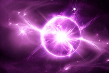 Abstract Cosmic Phenomenon Purple Background with Bright Stars and Energy Flares
