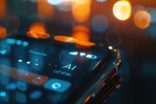 Generative AI embedded in cell phone. Future technology accessible by voice.