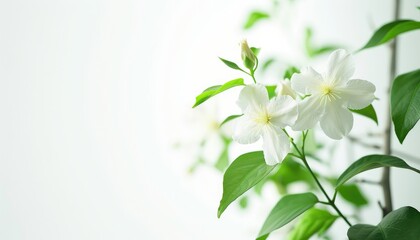 a fresh jasmine flower top of view on white background