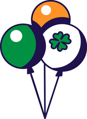 Set of colorful balloons. Traditional festive element, attributes of St. Patrick Day. Festival fair exhibition decoration element. Cartoon vector icon in national colors of Irish flag