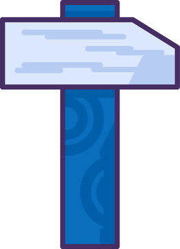 blue hammer icon, simple design clip art preview