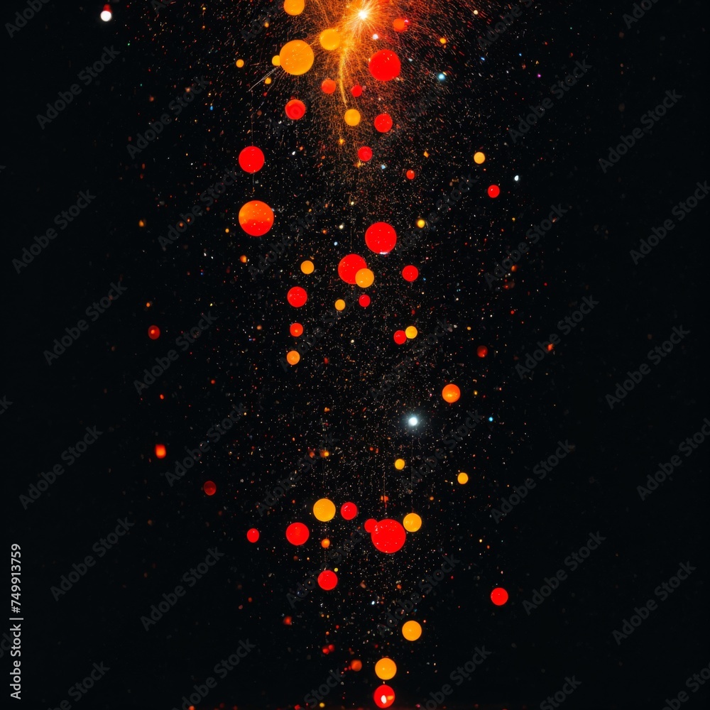 Wall mural fiery orbs and intricate patterns blend to form a captivating abstract masterpiece