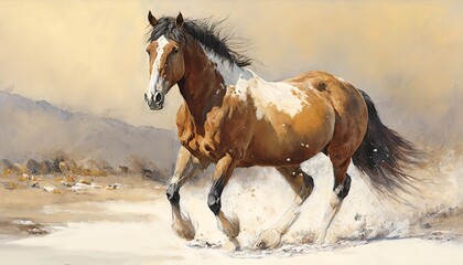 Horse classical portrait. Simulation in painting style.