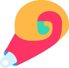 Flute Party toy noisemaker unfolding into spiral, birthday symbol. Simple style festive flute toy noisemaker for design of children entertainment center. Color stroke icon isolated on white background