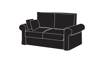 Sofa Black and white illustration. Vector linear editable illustration