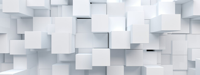 Modern 3D White Cubes Wallpaper