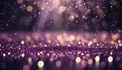 purple glitter lights show on stage with bokeh elegant lens flare abstract background dust sparks background - obrazy, fototapety, plakaty