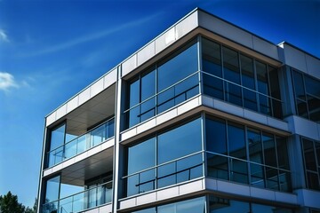 Obraz premium Modern office building business sustainable architecture urban project window design glass city corporate exterior structure facade center commercial futuristic downtown outdoors corporation company