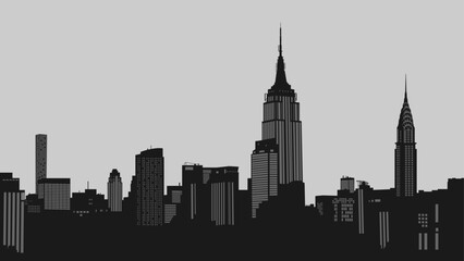 Fototapeta premium Silhouette vector background of Manhattan cityscape. 