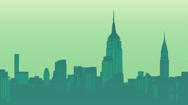 New York City. Silhouette vector background of Manhattan cityscape