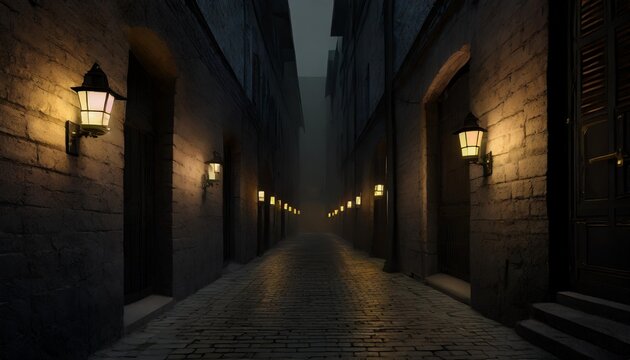 Fototapeta dark alleys where it is dangerous to walk